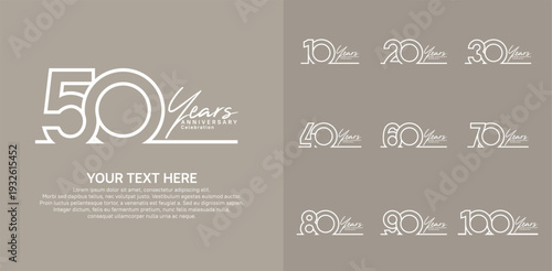 Anniversary logo set vector design, white color for celebration event