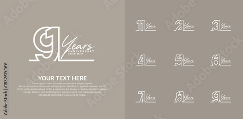 Anniversary logo set vector design, white color for celebration event
