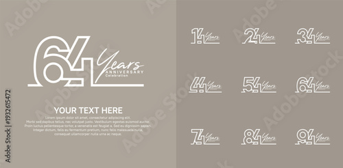 Anniversary logo set vector design, white color for celebration event