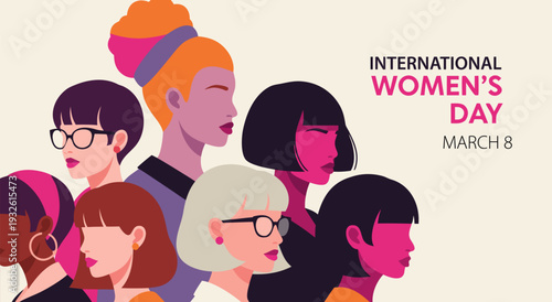 International Women's Day vector illustration celebrating diversity and empowerment of women