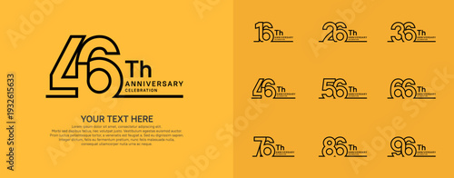Anniversary logo set vector design, black color for celebration event