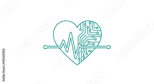 Digital Heartbeat Technology Medical Circuit Board Symbol.