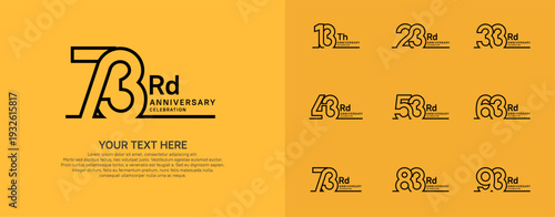 Anniversary logo set vector design, black color for celebration event