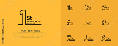 Anniversary logo set vector design, black color for celebration event