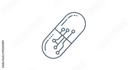 Digital Pill Icon Representing Future of Medicine.