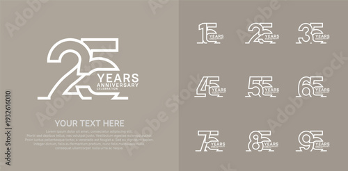 Anniversary logo set vector design, white color for celebration event