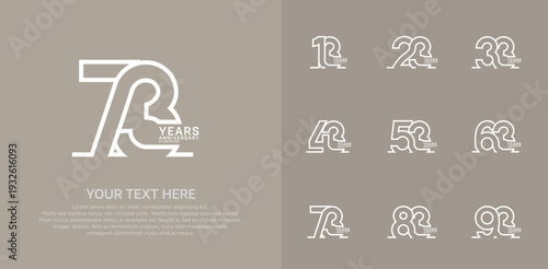 Anniversary logo set vector design, white color for celebration event