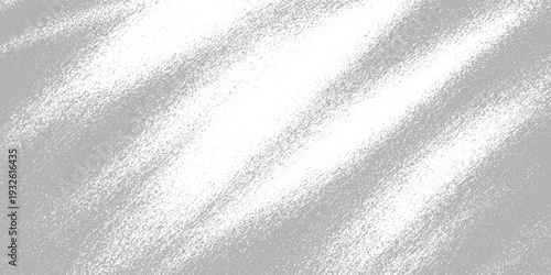 Diagonal streaks of white granular texture on a solid gray background abstract
