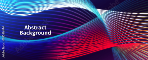 Abstract Futuristic Modern Technology Background with Red and Blue Abstract Motion Lines Dynamic Digital Sound Wave Vector with Glowing Flowing Curves