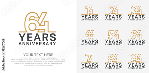Anniversary logo set vector design, brown color for celebration event