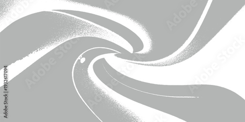 Swirling abstract grey and white pattern with grainy texture and vortex effect
