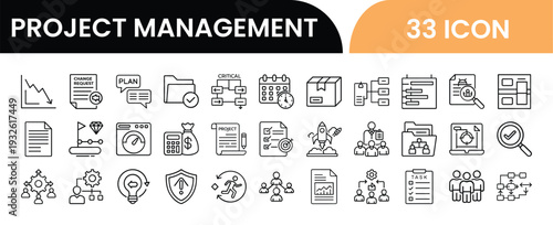 Project Management Icons Collection for Business Productivity and Planning