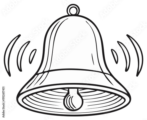 Classic Handheld Bell Ringing with Sound Waves Illustration
