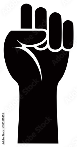 Black Raised Fist Silhouette Symbolizing Power, Unity, and Protest