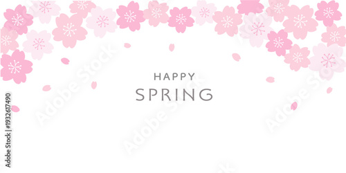 春のバナーイラスト　春の背景イラスト　桜のバナー　ピンク　春素材　