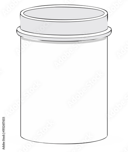 Blank White Jar with Gray Lid for Preserves Cream or Pills Simple Line Art Style Illustration
