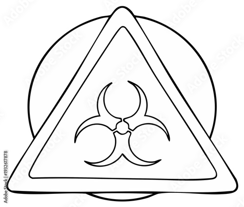 Biohazard warning sign symbol inside of a triangle shape