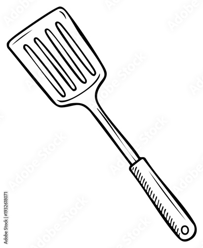 Kitchen utensil slotted spatula cooking tool illustration