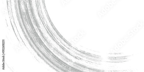 Abstract grey brush stroke arc texture on white background