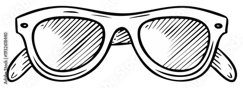 Hand Drawn Sunglasses Sketch with Striped Lenses