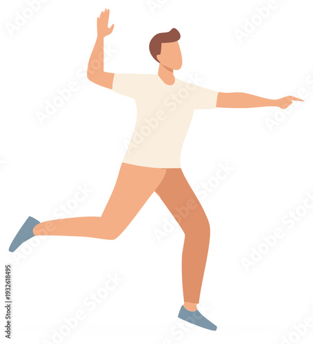 Dynamic man in mid stride throwing and pointing forward illustration
