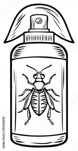 Insecticide Spray Bottle with Bug Illustration for Pest Control Solutions