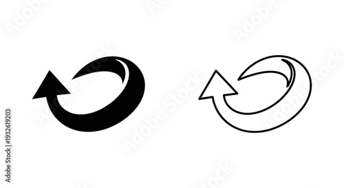 A vector graphic illustration of two circular arrow icons in black and white