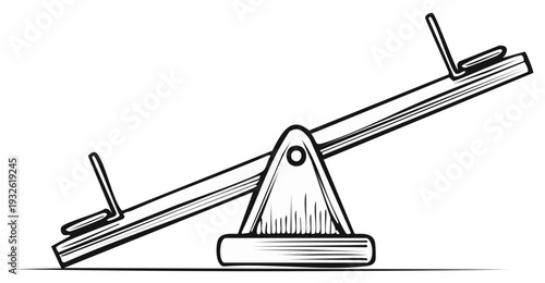 Seesaw Illustration Teeter Totter Outline Black and White Playground Balance