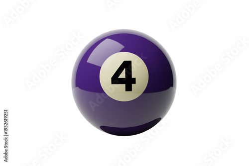 Purple pool ball with number 4 on white background isolated on a transparent background Free Download Purple pool ball with number 4 on white background isolated on a transparent background - GFXLoad