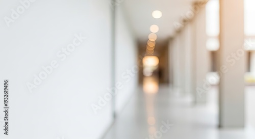 Blurred Modern Office Corridor Interior View.