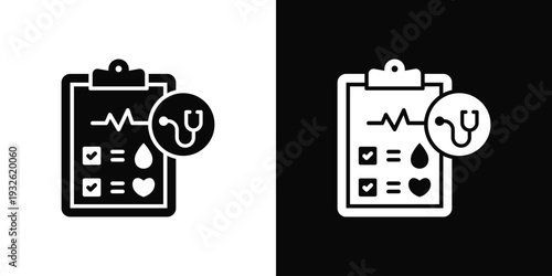 Health Checkup Icon In Black And White Style