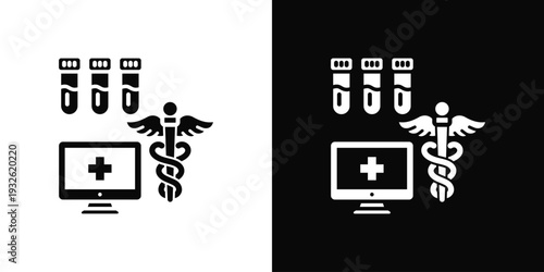 Medical Diagnostics Icon In Black And White Style