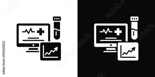 Blood Data Icon In Black And White Style