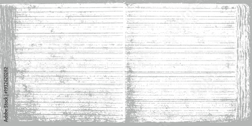 Open book with horizontal lines and textured pages in grayscale