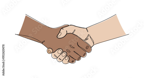 Illustration of two hands shaking, symbolizing unity and partnership on Zero Discrimination Day with a clean white background