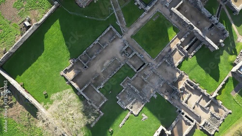Tintern Abbey Monastery, Monmouthshire, Wales – 4K Top‑Down Aerial View