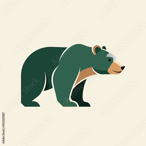 Stylized Green Bear Illustration on Light Background.