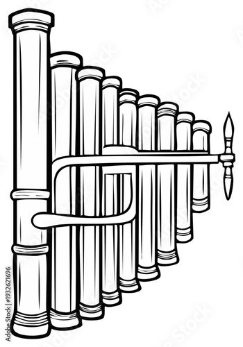Cartoon pan flute illustration, wind instrument musical concept
