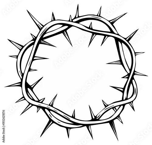 Stylized Crown of Thorns Illustration with Sharp Spikes Symbolizing Sacrifice and Suffering