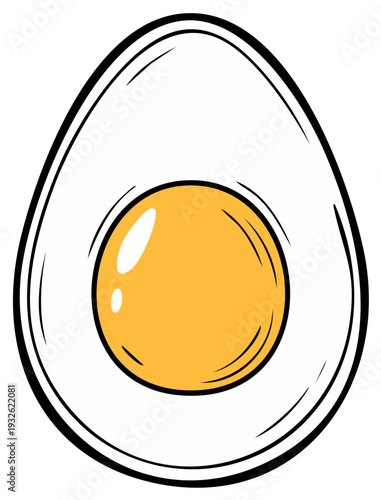 Simple Illustration of a Boiled Egg Cut in Half Showing Yellow Yolk and White