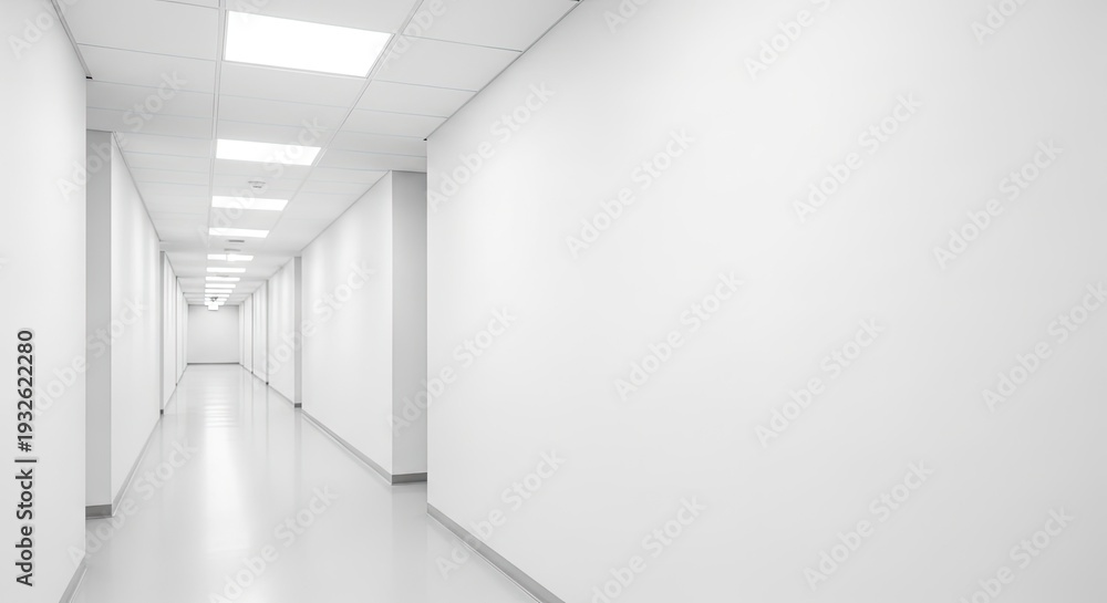 Fototapeta premium Long white hospital corridor interior.