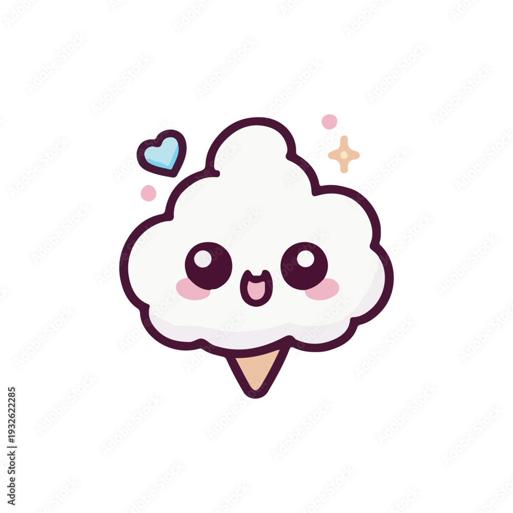 Obraz premium Kawaii Cotton Candy Icon Set Cute Pastel