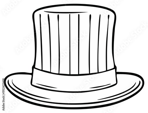 Iconic Tall Top Hat with Pleated Crown and Band Vector Illustration