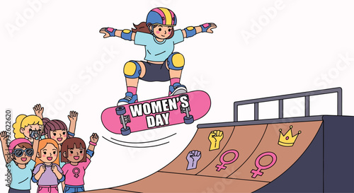 International Womens Day Celebration with Girls Skateboarding Fun