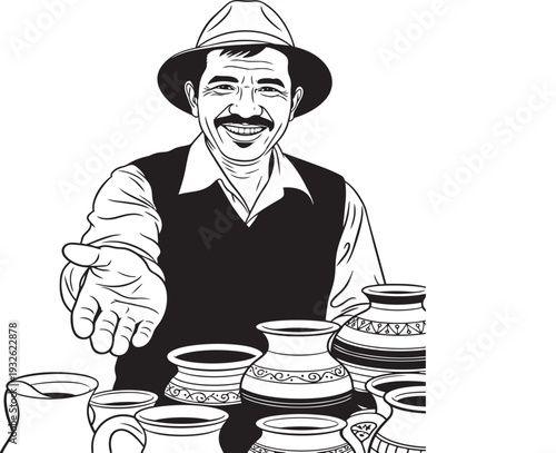 A handsome senior man sits smiling at a cafe table in the morning, holding a mug of coffee while enjoying breakfast
