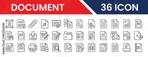 Document Vector Set Featuring Files, Papers, Folders, and Office Document Elements for Web and App Design