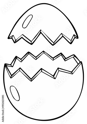 Cracked Easter Egg Outline Symbolizing New Life and Spring Holidays