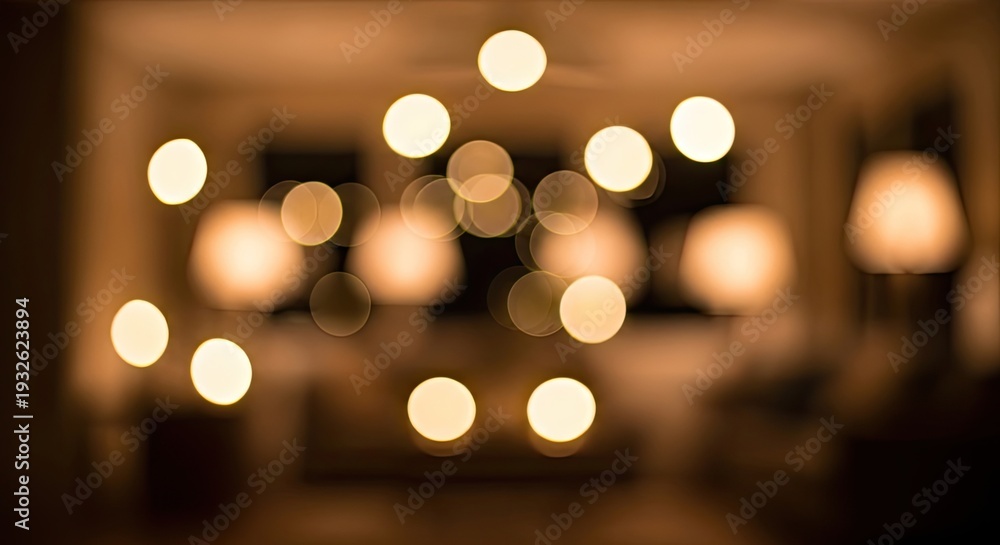 Fototapeta premium Blurry Lights in Dark Room Interior.