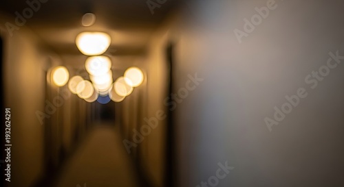 Blurred Hotel Corridor with Lights.