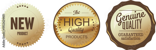 Three gold seals with product quality guarantees